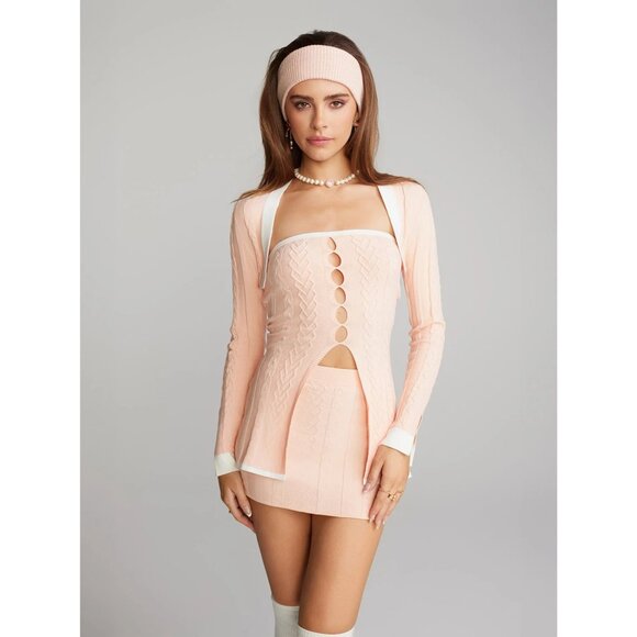 Nana Jacqueline Kelli Knit Set in Peach Small New Womens Skirt Top Outfit - Picture 10 of 14